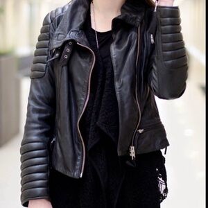 All Saints Black Leather Biker Jacket